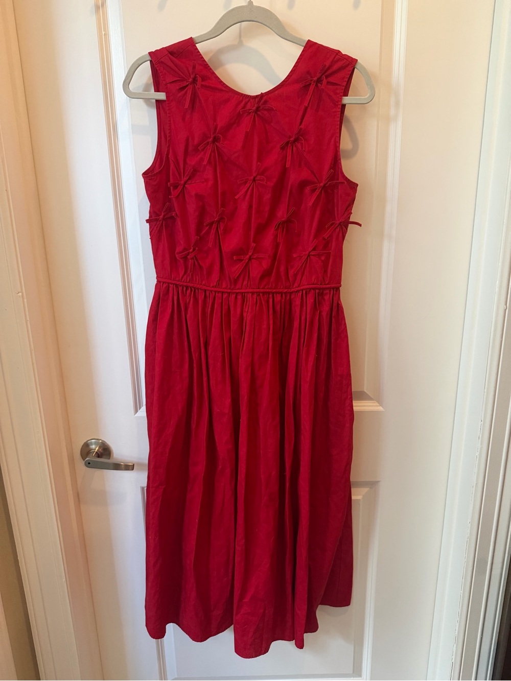 Naya Rea Red Sleeveless Midi Dress with Knot Detail
